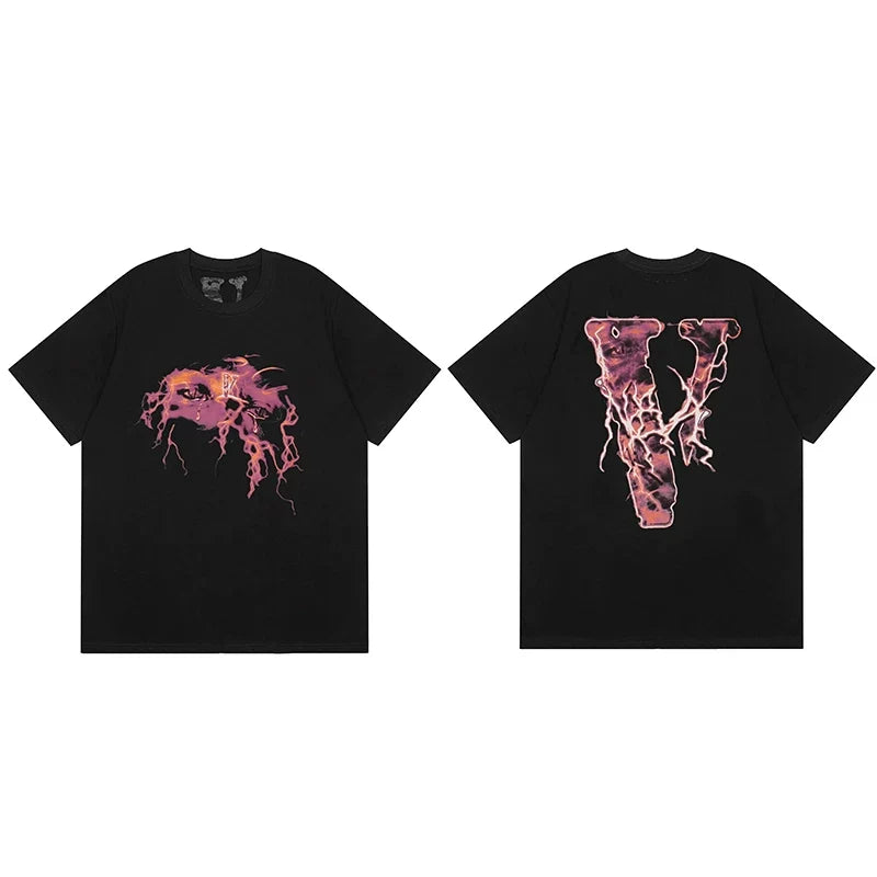 Vlone Lava Graphic T-Shirt - Black/Pink