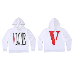 Vlone Classic Logo Graphic Hoodie - White/Red
