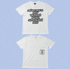 ADWYSD White Stacked Text Logo Tee