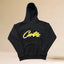 Corteiz Yellow Script Logo Heavyweight Hoodie black