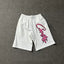 Corteiz Signature Script Logo Heavyweight Shorts - Pink Print white