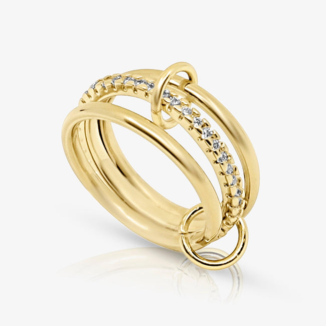 Stacked Linked Crystal Band Ring Hover Image
