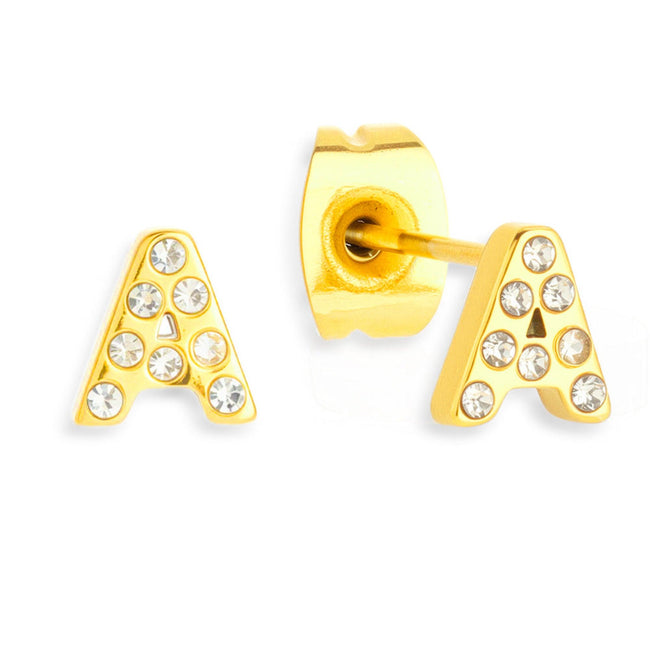 Crystal Initial Stud Earrings Main Image