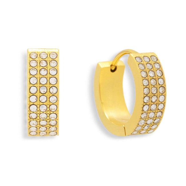 Pavé Crystal Huggie Hoop Earrings Hover Image