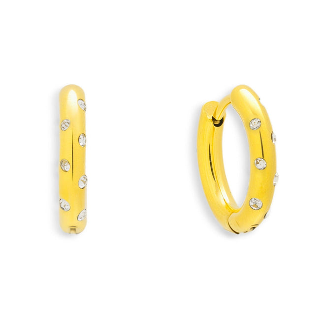 Crystal Dot Hoop Earrings Hover Image