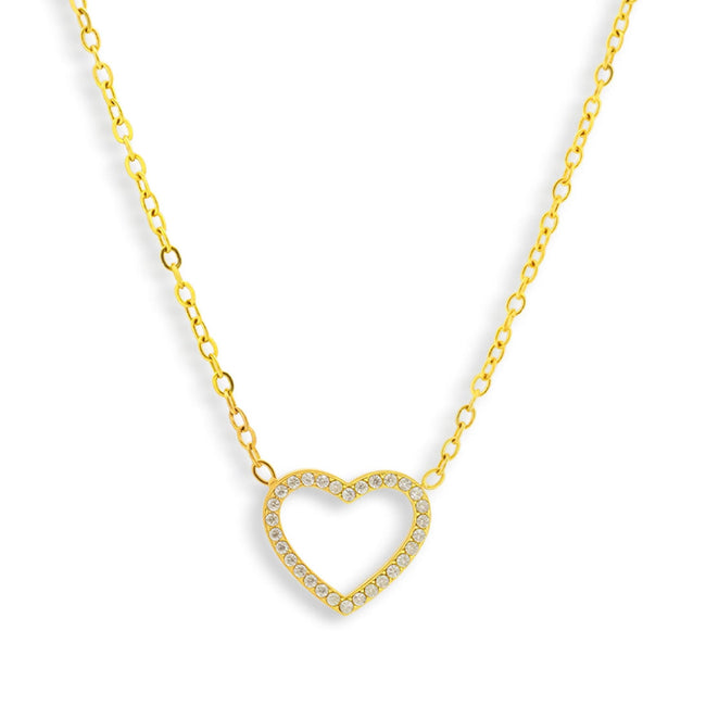 Crystal Heart Outline Necklace Hover Image