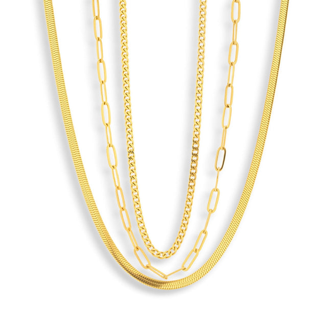Triple Layer Chain Necklace Set Hover Image