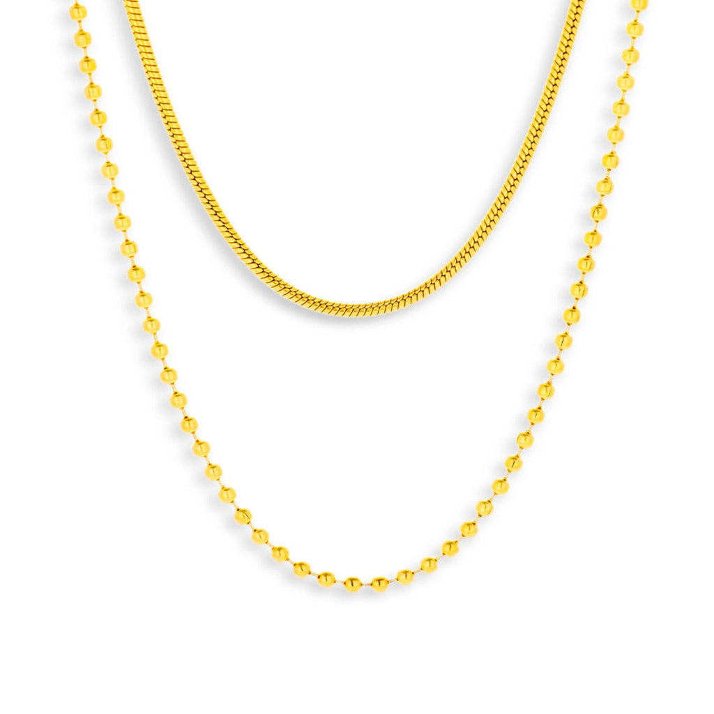 Layered Snake & Bead Chain Necklace