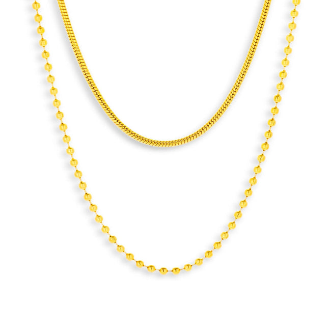 Layered Snake & Bead Chain Necklace Main Image