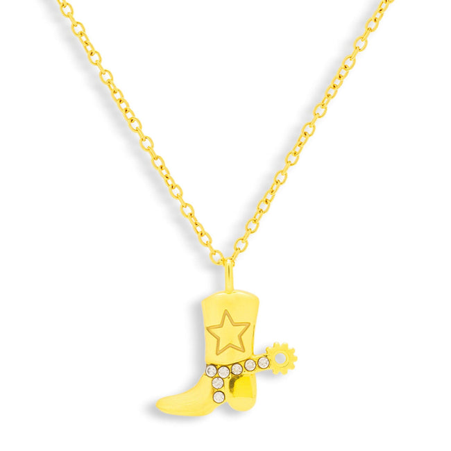 Cowboy Boot Crystal Charm Necklace Hover Image