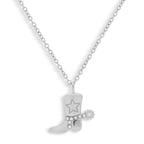 Cowboy Boot Crystal Charm Necklace