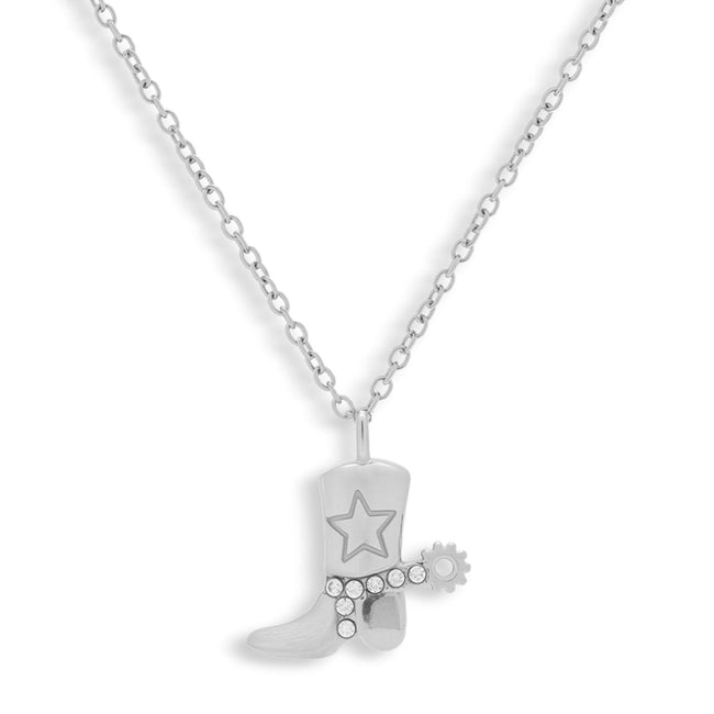 Cowboy Boot Crystal Charm Necklace Main Image