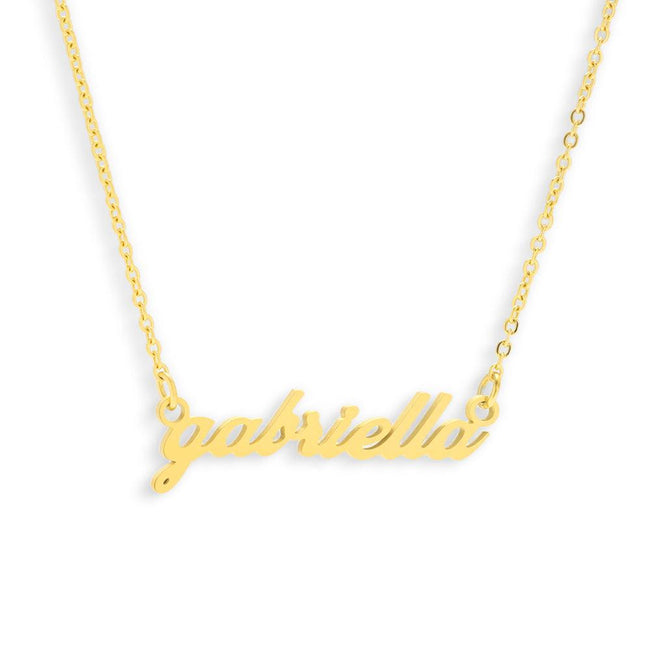 Custom/Personalized Lowercase Nameplate Cable Necklace Hover Image