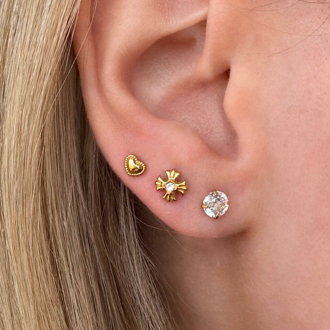 Sweetheart Flat Back Earrings 3 Piece Set Hover Image