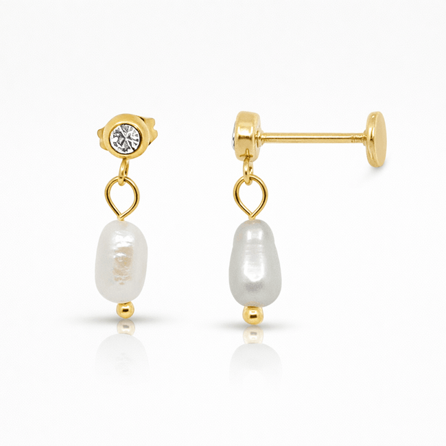 Pearl Glow Drop Flat Back Earrings Main Image
