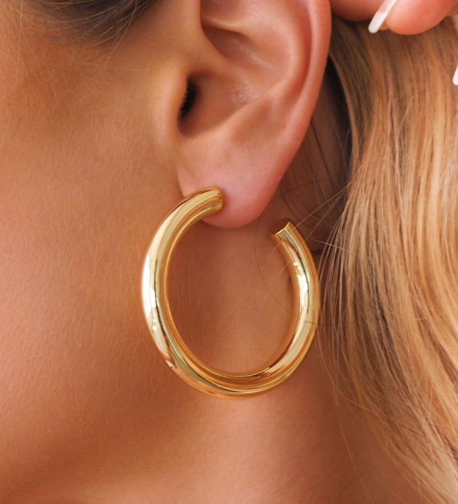 Chunky Gold Hoops | Large Hover Image