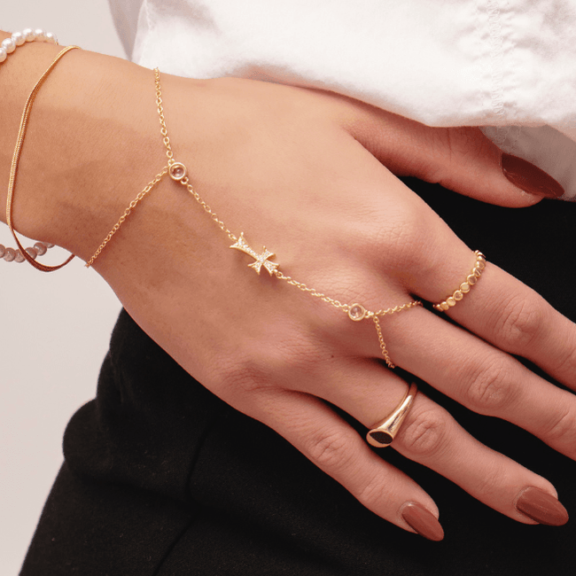 Double Cross Me Hand Chain Hover Image