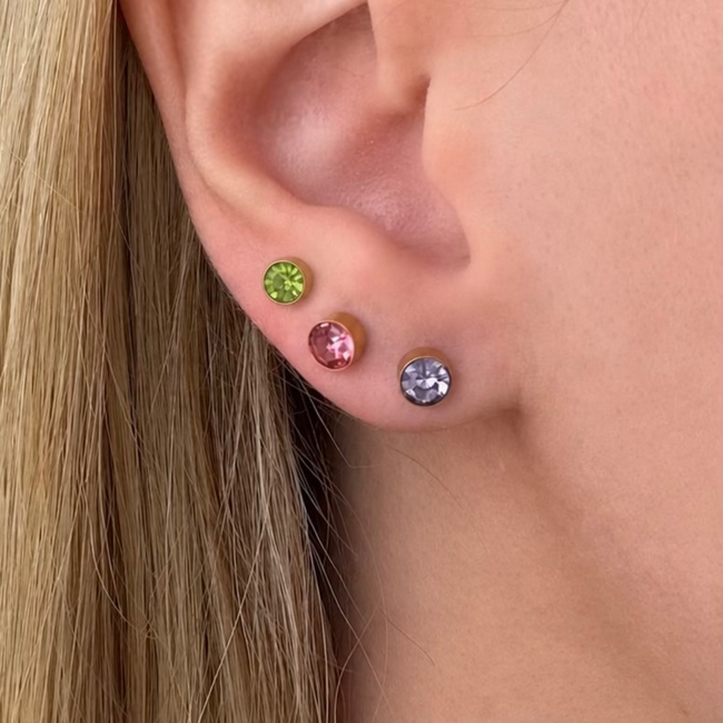 Rainbow Babe Flat Back 3 Piece Earring Set Gold Hover Image