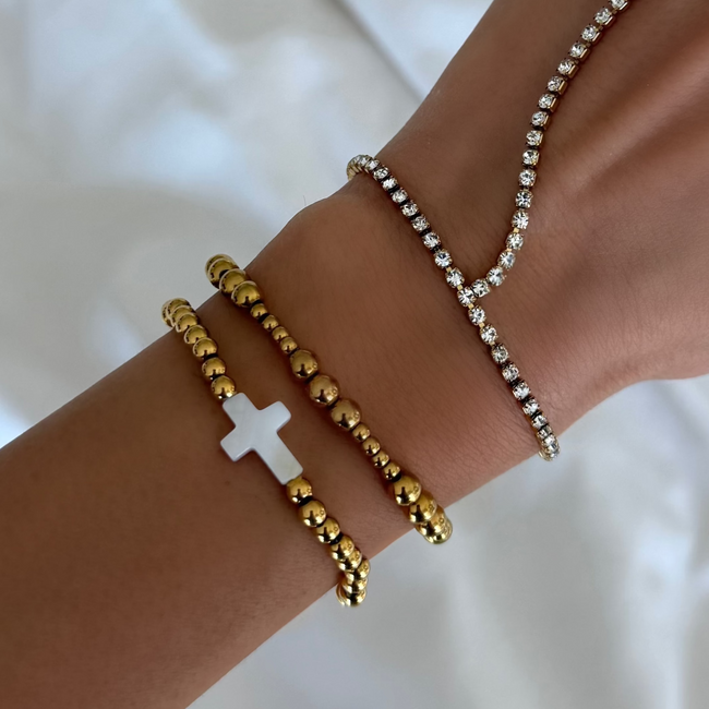 Little Blessings Cross Beaded Bracelet Hover Image