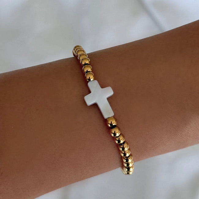 Little Blessings Cross Beaded Bracelet Main Image
