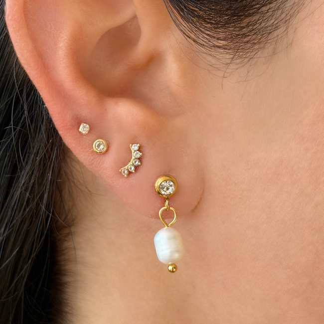 Pearl Glow Drop Flat Back Earrings Hover Image