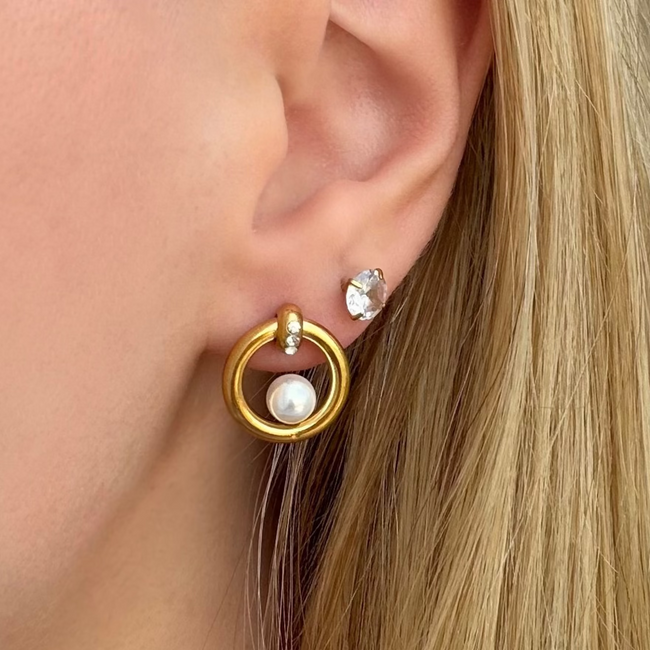 Halo Pearl Earrings Hover Image