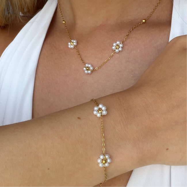 Daisy Summer Necklace & Bracelet 2 Piece Set Hover Image