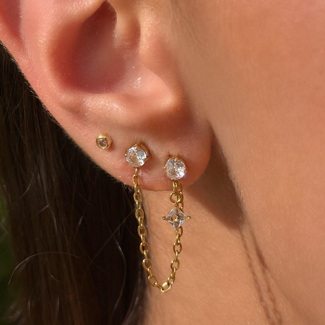 Double Sparkle Chain Earring Hover Image