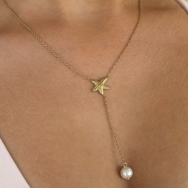 Pearly Sea Lariat Necklace Hover Image