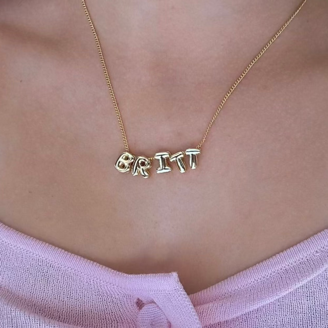 Custom/Personalized Bubble Letter Name Necklace Hover Image