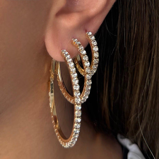 All That Sparkle 3-Piece Hoop Earrings Set Hover Image