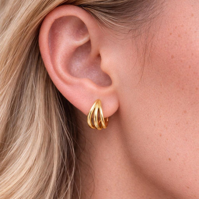 Triple Charm Hoop Earrings Hover Image