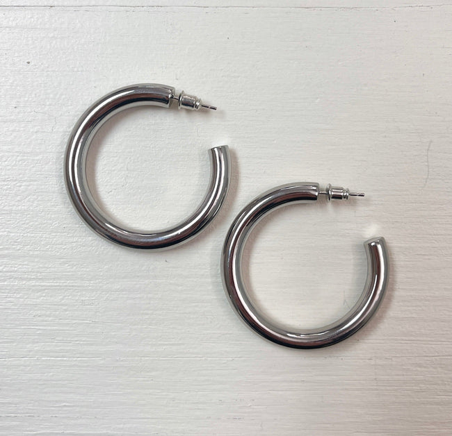Chunky Silver Hoops | Large Main Image