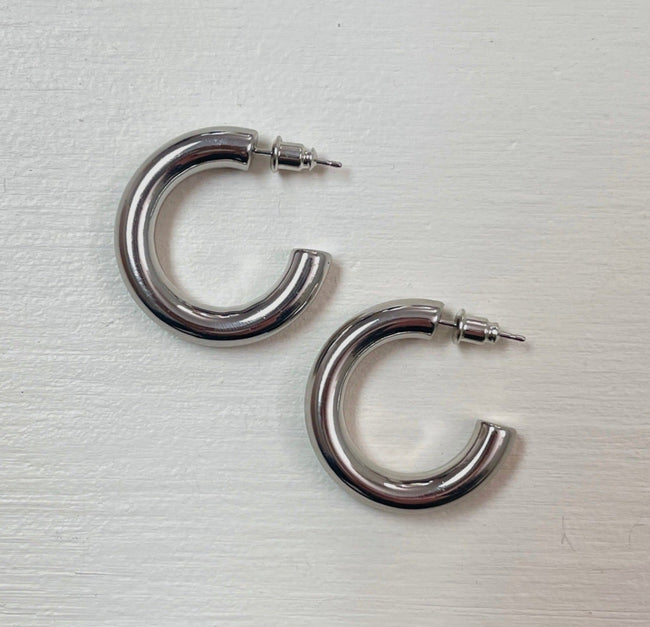 Chunky Silver Hoops | Medium Main Image