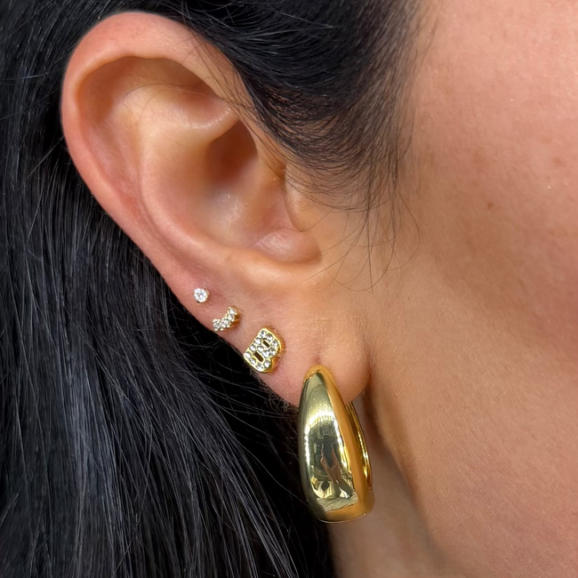 Crystal Initial Stud Earrings Hover Image