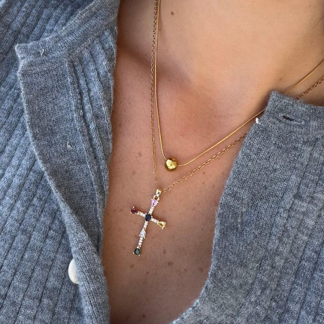 Rainbow Blessings Cross Necklace Main Image