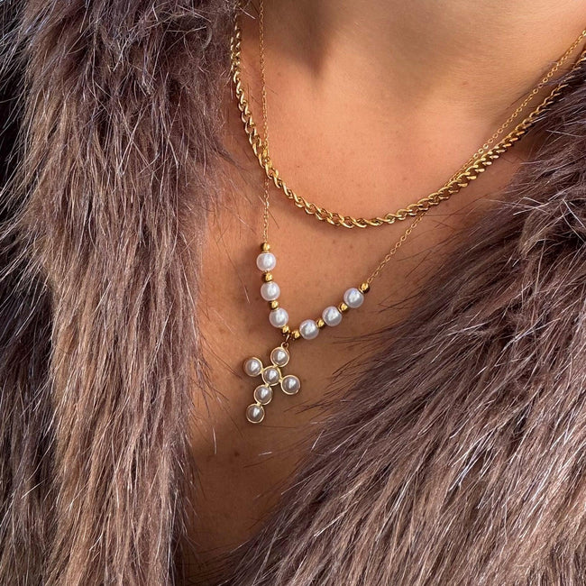 Pearly Blessing Cross Necklace Main Image