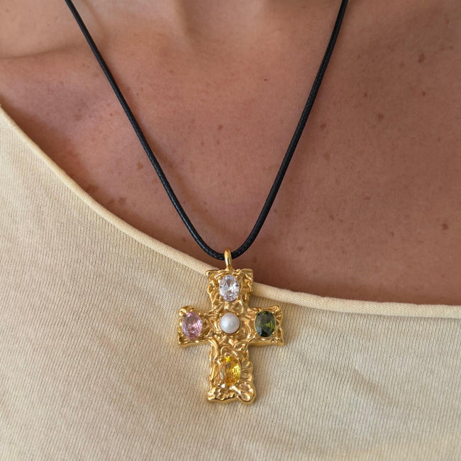 Popstar Cross Cord Necklace Hover Image