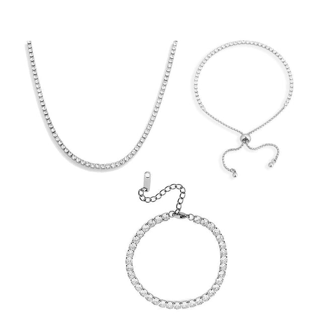 Icy Tennis Necklace & Bracelet 3 Piece Bundle Main Image