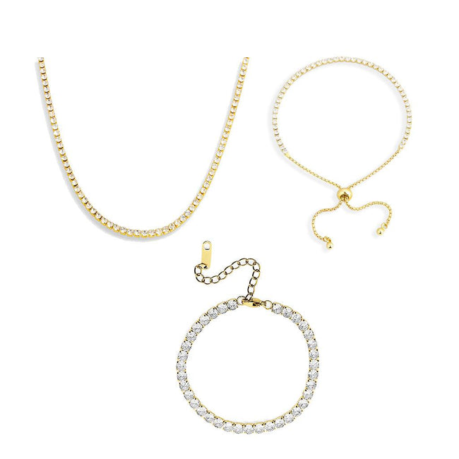 Icy Tennis Necklace & Bracelet 3 Piece Bundle Hover Image