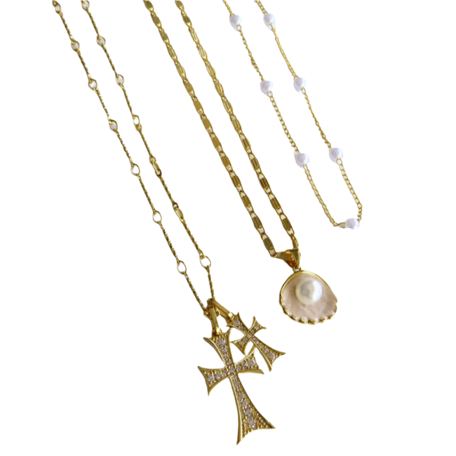 It Girl 3 Piece Necklace Bundle | Double Cross Me, Lover Girl & Meribella Necklace Main Image
