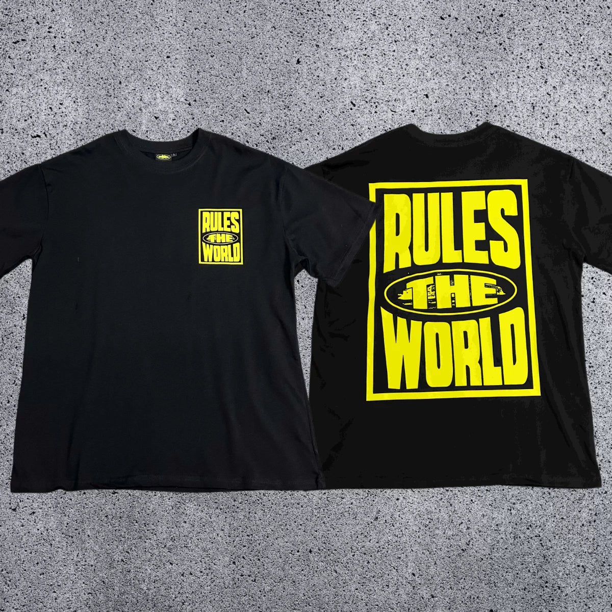 Corteiz RTW Box Logo T-Shirt – Black/Yellow
