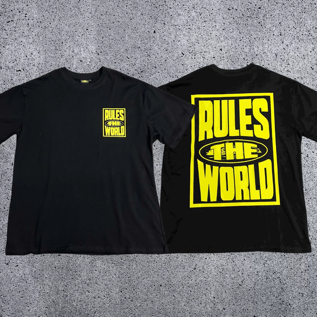 Corteiz RTW Box Logo T-Shirt – Black/Yellow Hover Image