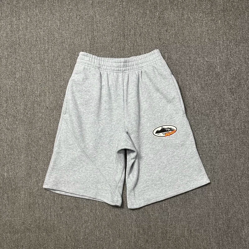 Corteiz Alcatraz Island Front Logo Heavyweight Shorts - Heather Grey