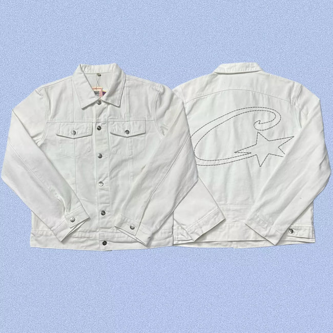 Corteiz Heavyweight Denim Jacket White Hover Image
