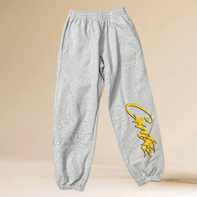 Corteiz Yellow Script Logo Heavyweight Sweatpants grey Hover Image