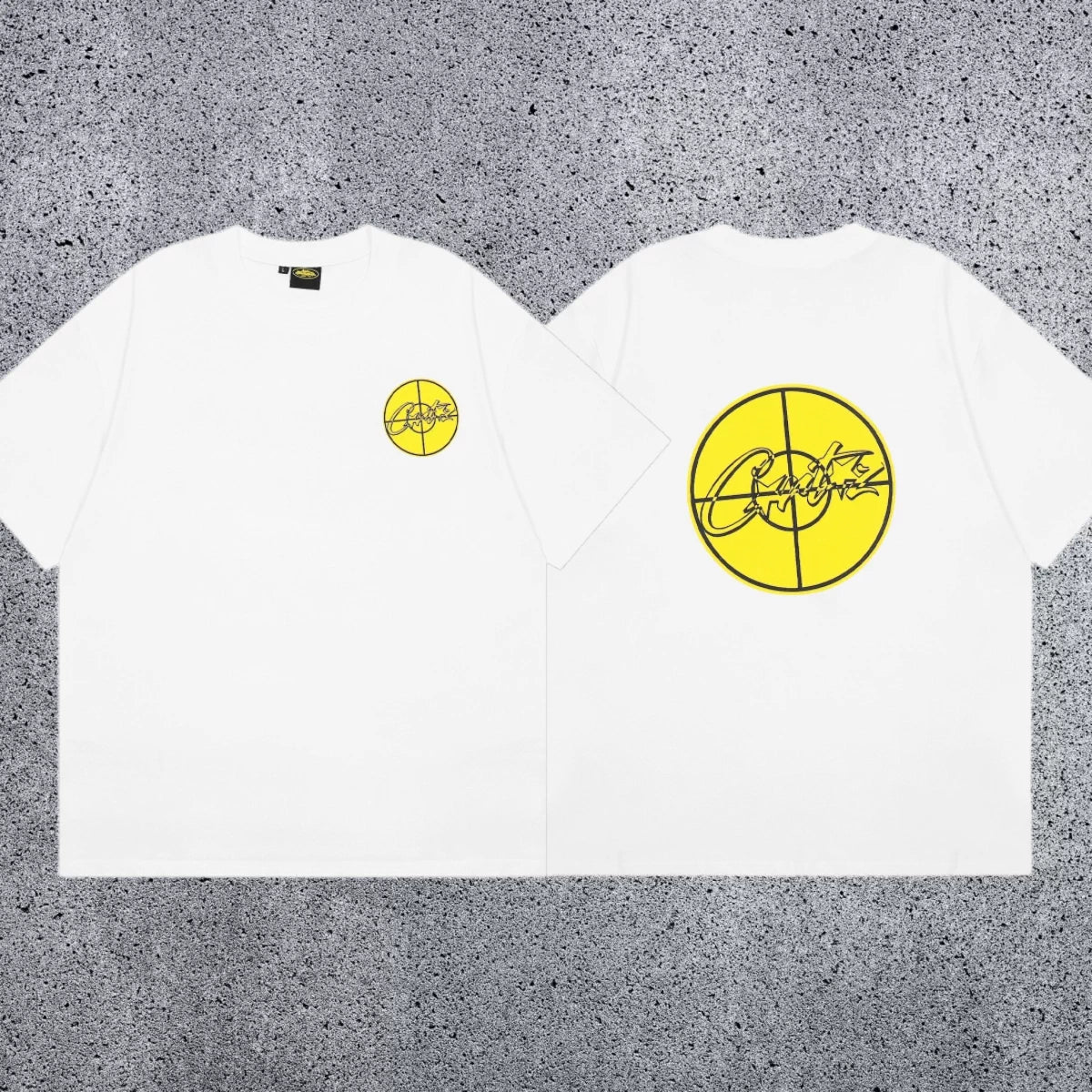 Corteiz Yellow Crosshair Logo T-Shirt - White Streetwear Tee