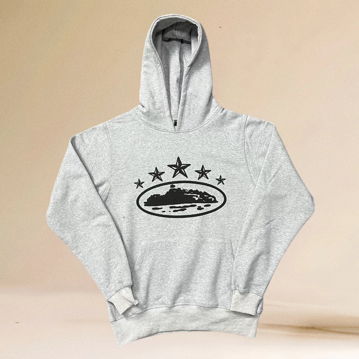Corteiz 5-Star Devil's Island Heavyweight Hoodie grey