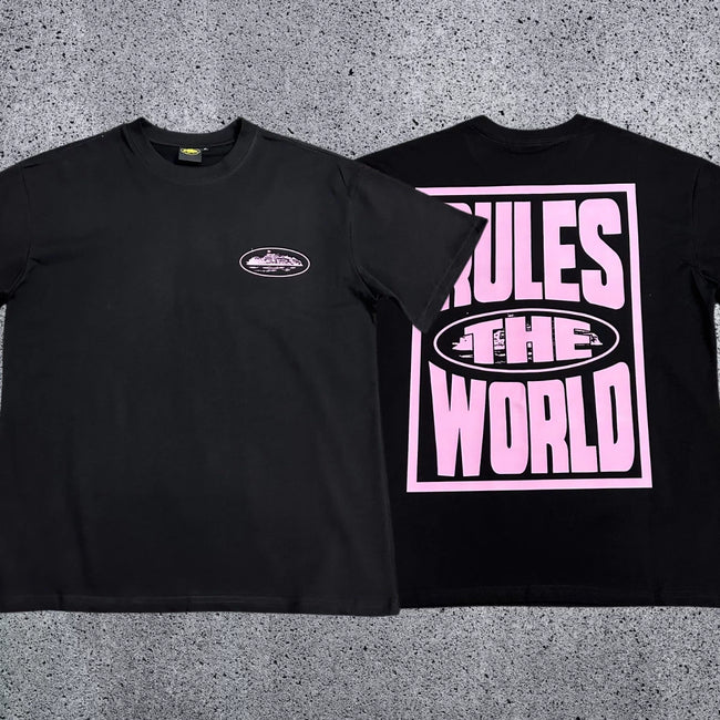 Corteiz RTW Box Logo T-Shirt – Black/Pink Hover Image