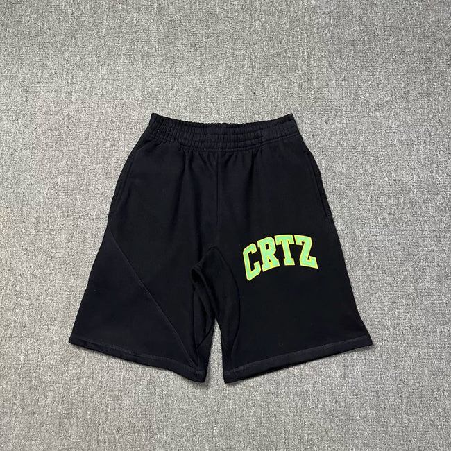 Corteiz Collegiate Arc Logo Heavyweight Shorts - Black green Hover Image